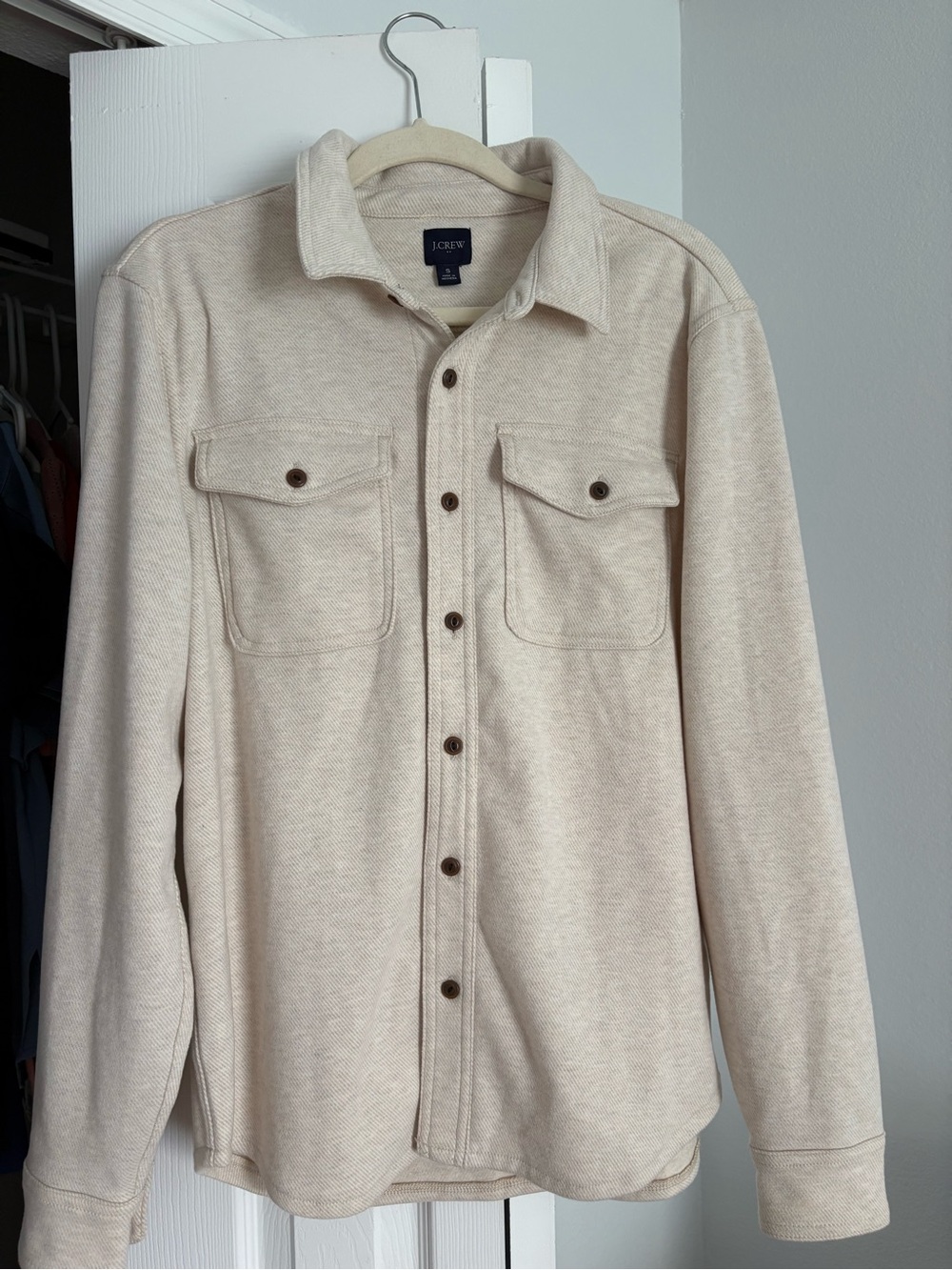 J. Crew Cream Button-Front Overshirt with Chest Pockets